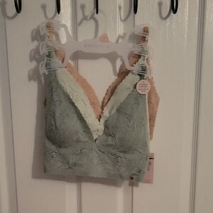 Danskin Lace Bralette Trio - Green, Light Green and Nude NWT